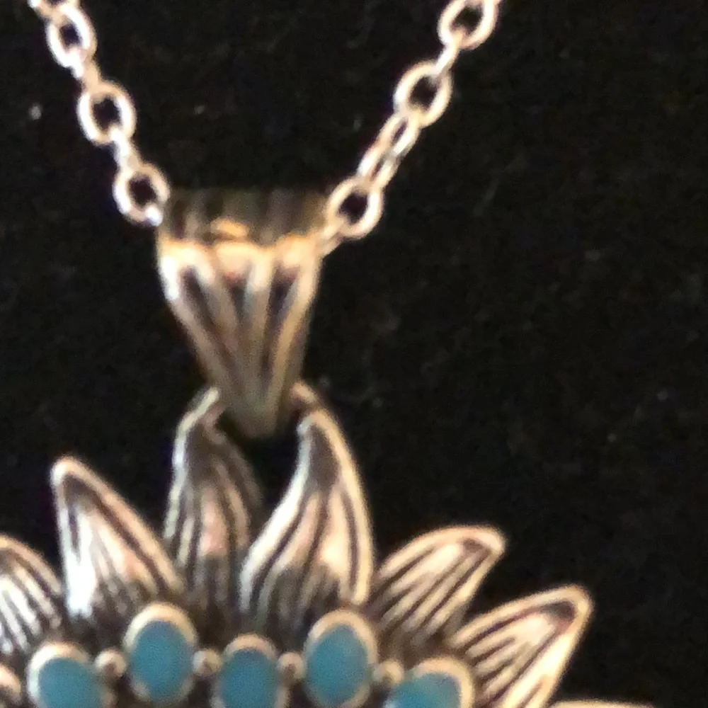 - Silver and Turquoise Heart Pendant Necklace - Picture 6 of 7